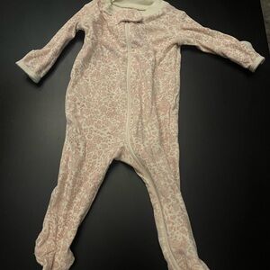 Pink floral girl’s footie pajamas